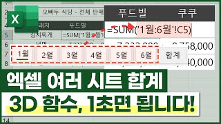 엑셀 여러 시트 합계 구하기, 이제 3D 함수로 해결하세요!⚡ (엑셀 모든버전 가능!)