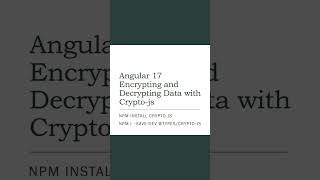 Angular Encrypting Decrypting Data with CryptoJs | Angular 17 Tutorial | npm install crypto-js