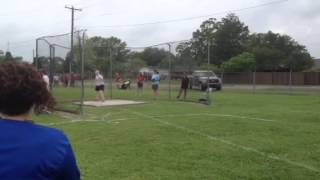 Nicole throwing the discus at the BJHS Parish Track Meet