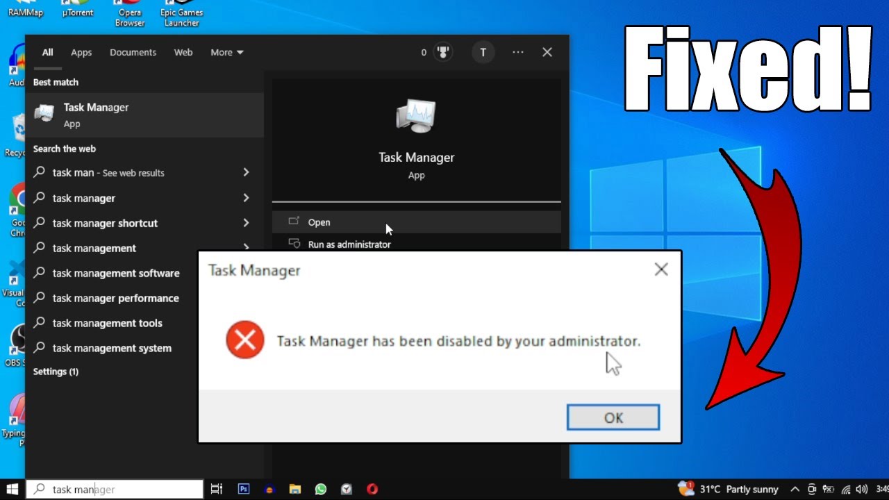 How To Fix Task Manager Has Been Disabled By Your Administrator | 100% ...