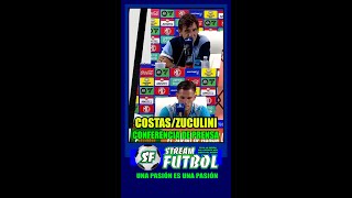 Gustavo Costas y Bruno Zuculini en conferencia de prensa