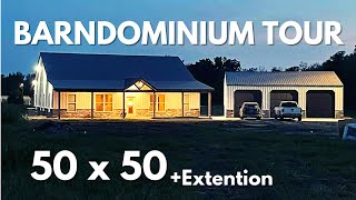 New Barndominium Tour NE Oklahoma: 50 x 50+ Extensions | Pole Barn | Shouse|  Metal Shop House Build