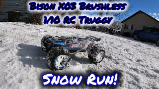 Bison X03 Brushless 1/10 Truggy out for a Snow Run!