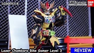 S. H. Figuarts Kamen Rider Lazer Chambara Bike Gamer Level 3  Toy Review 4K