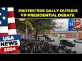 Massive Protests Outside US Vice Presidential Debate Live | US Election News | Walz Vs Vance