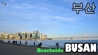 [4K] Gwangalli Beachside Walking in Busan, South Korea - Beautiful Clear Sky 4K