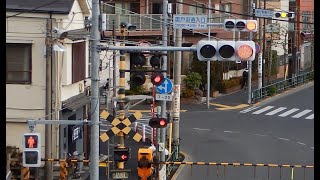 【踏切】京成押上線　踏切信号が点滅する踏切 (Railroad crossing in Japan)