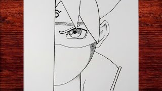 How To Draw Boruto Uzumaki Half Face Drawing For Beginners / Easy Sketch Anime Tutorial  ma drawings