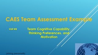 CAES Team Performance Assessment #4 - Cognitive Capability, Thinking Preferences and Motivation