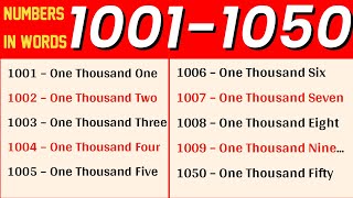 1001 To 1050 Numbers in words in English || 1001-1050 English Numbers with spellings