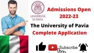 University of Pavia online application 2023 2024 Italy Europe and scholarship international students