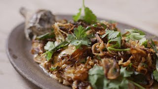 Eggplant with Curry Leaf Crunch at Bubula Spitalfields Restaurant in London