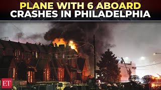 Medical jet with 6 aboard crashes in Philadelphia, homes damaged; NTSB to investigate