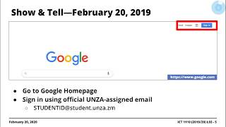 [Demonstrations] Show & Tell: Using and Accessing UNZA Email Addresses | 2019/20 ICT 1110