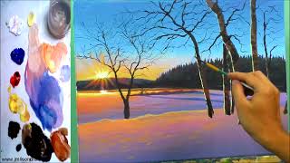 Landscape Painting in time-lapse / Sunrise on Winter / JMLisondra