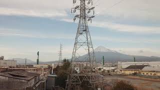 Mt. Fuji - view from the inside of a 320kph bullet train ( 富士山 x 新幹線)