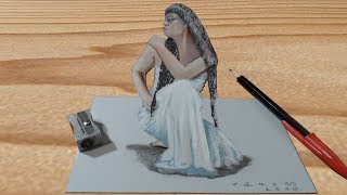 Drawing Cleopatra Illusion - 3D Trick Art on Paper - VamosART