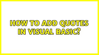 How to add quotes in visual basic?