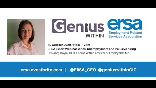 ERSA Expert Webinar Series  Unemployment and inclusive hiring with Dr Nancy Doyle