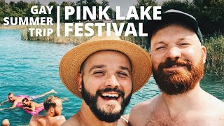 Pink Island during Pink Lake Festival in Austria: Beach Day at Wörthersee