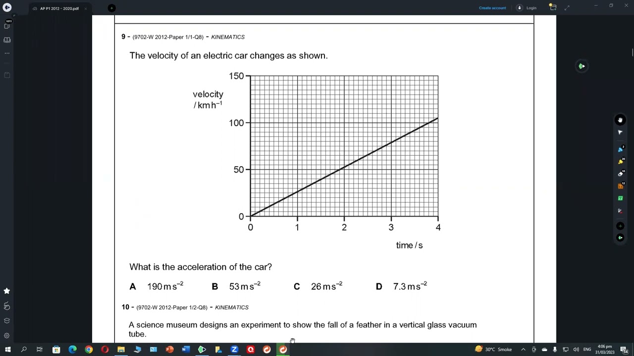 KINEMATICS PAPER1 Qs Part 04 - A LEVEL PHYSICS 9702 - YouTube