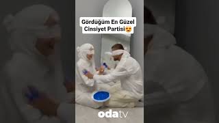 Cinsiyet partisi akımına yenisi eklendi | Gözlerini bağlayıp boyaları sürdüler...