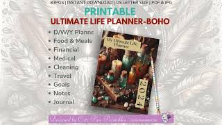 My Ultimate Life Planner Boho-Minimalist Edition, Printable Productivity Life Everything Organizer