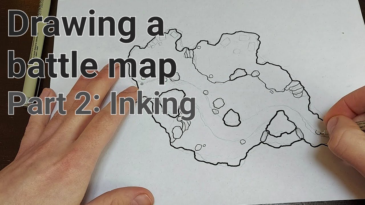 How To Draw A Battle Map Part 2 Inking Youtube