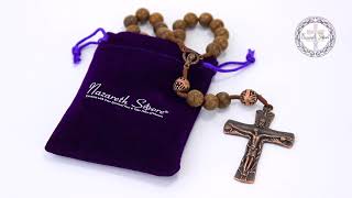 Nazareth Store Our Father Sacred Wood Beads Rosary Necklace Handmade Catholic Rosary Mary Medal