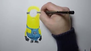 Minions drawing coloured pencils