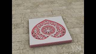 S24 - Layered 3D Mandala Shadow Box Heart SVG, 3D Heart Mandala