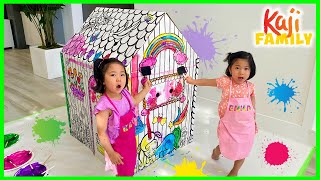 Emma and Kate DIY Paint PlayHouse for Kids!!!