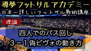 【フットサル戦術】四人でのパス回し：３－１偽ピヴォの動き方