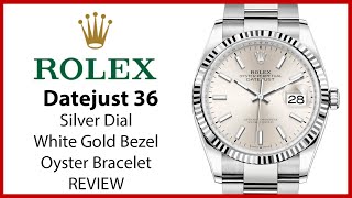 ▶ Rolex Datejust 36 White Gold/Steel Silver Index Dial Fluted Bezel Oyster Bracelet - REVIEW 126234