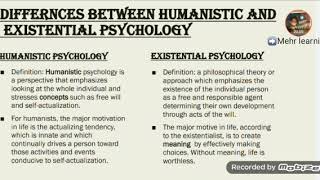 Diff b\\w Humanistic and Existential Psychology in urdu\\hindi lecture.