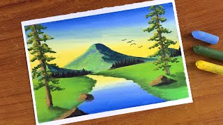 Easy Oil Pastel Nature Scenery Painting for beginners | Oil Pastel Drawing