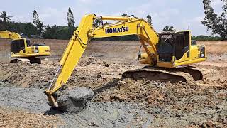 รีวิว komatsu pc200-8mo and pc160-8lc excavatorพี่กับน้อง โยนโคลนให้กัน ในวันสงกรานต์ EP.1366