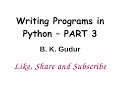 Writing Programs in Python - Part 3