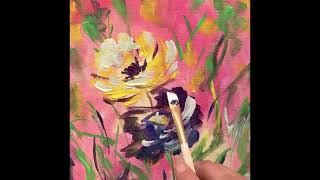 How to paint flowers for fun and art therapy. Free art lesson, step by step tutorial demonstration.