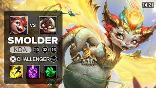 Smolder vs Corki Mid - KR Challenger - Patch 14.21 Season 14