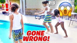 CALI PUSHED MASON IN THE POOL!! *PRANK Gone Wrong*