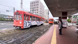 伊予鉄道モハ2000形2002タルト電車　JR松山駅前入線