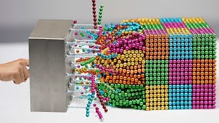 Monster Magnets ( Iron Nails) VS Magnetic Balls Cube in Slow Motion