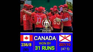 ICC Cricket World Cup Qualifier Play-off Canada won by 31 runs vs Jersey #sports #sorts