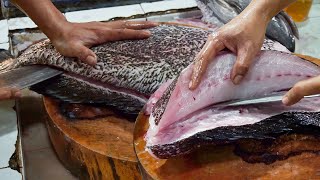 Amazing Cutting Skills | Goliath Grouper Fish Cleaning \u0026 Cutting By Expert Fish Cutter in Thailand