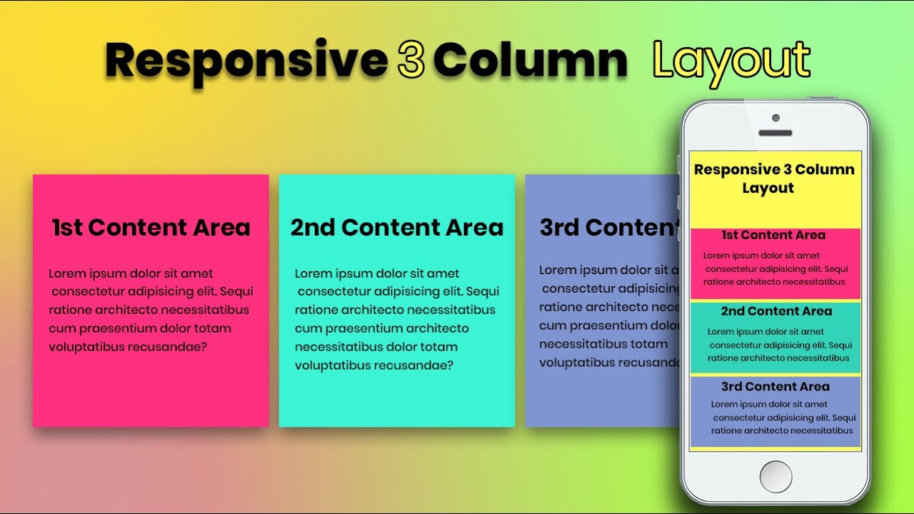 Responsive 3 Column Layout With CSS | CSS Responsive Layout - YouTube