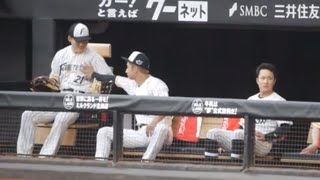 7/15 試合前の清宮幸太郎と淺間大基