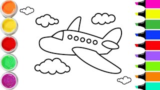 Draw picture airplan with song for kids / Bild Flugzeug zeichnen / 아이들을 위한 그림 비행기 그리기
