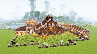 How to build Medieval Horse Stables - Minecraft tutorial