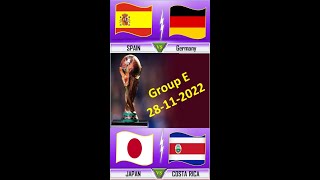 FIFA WORLD CUP SPAIN VS GERMANY || JAPAN VS COSTA RICA|| 28-11-2022